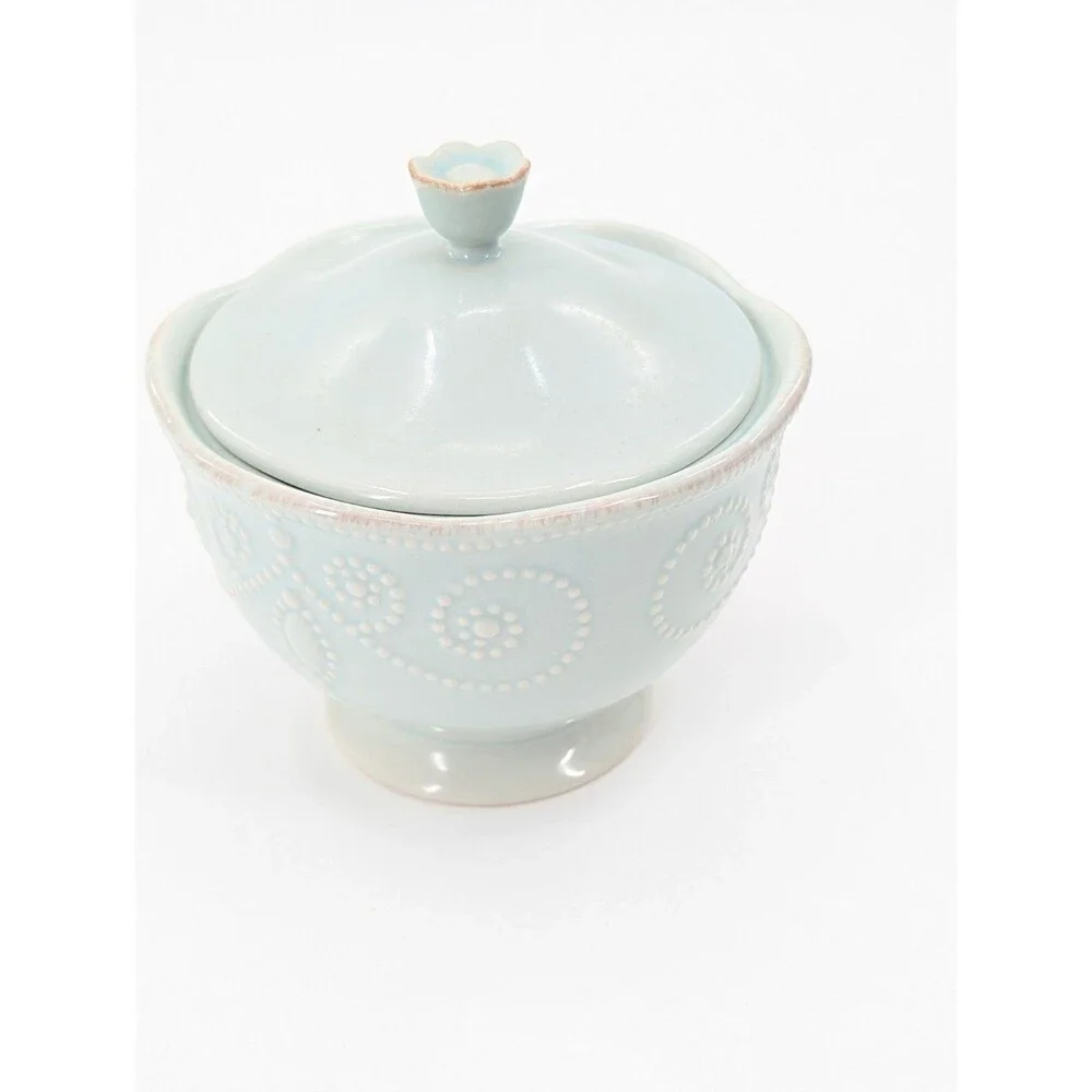 Lenox Pale Blue Ceramic Covered Sugar Bowl